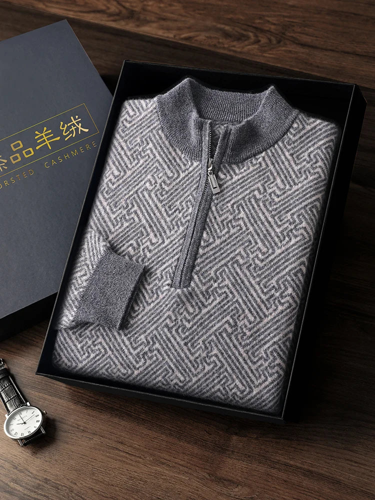 100% Cashmere Woven Half Zip