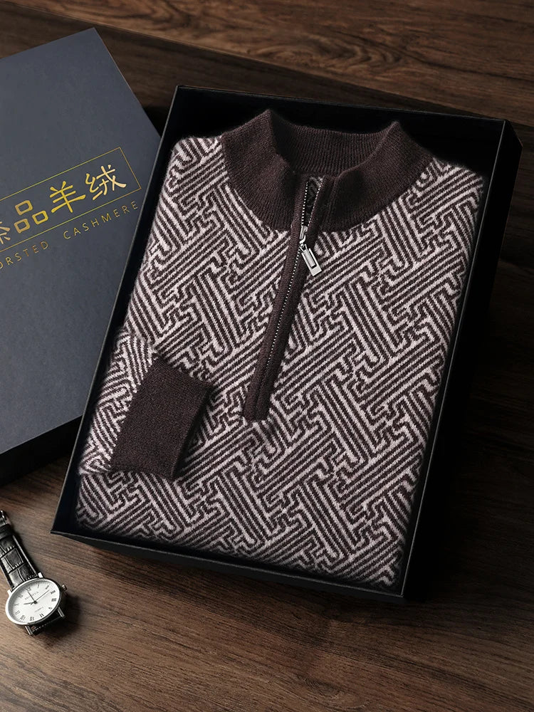 100% Cashmere Woven Half Zip