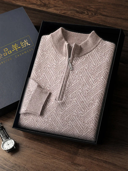 100% Cashmere Woven Half Zip