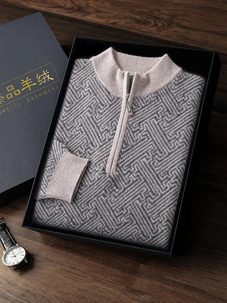 100% Cashmere Woven Half Zip
