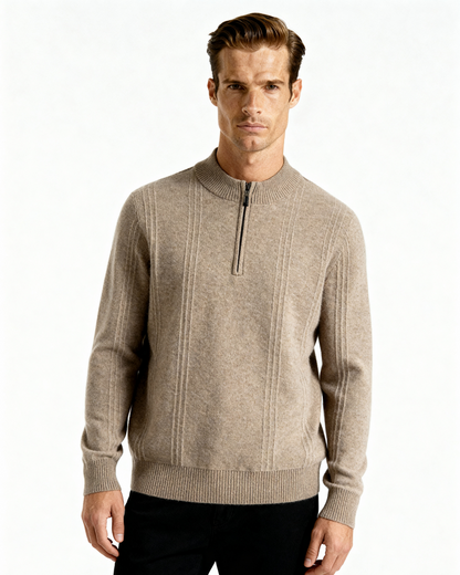 100% Cashmere Woven Half Zip